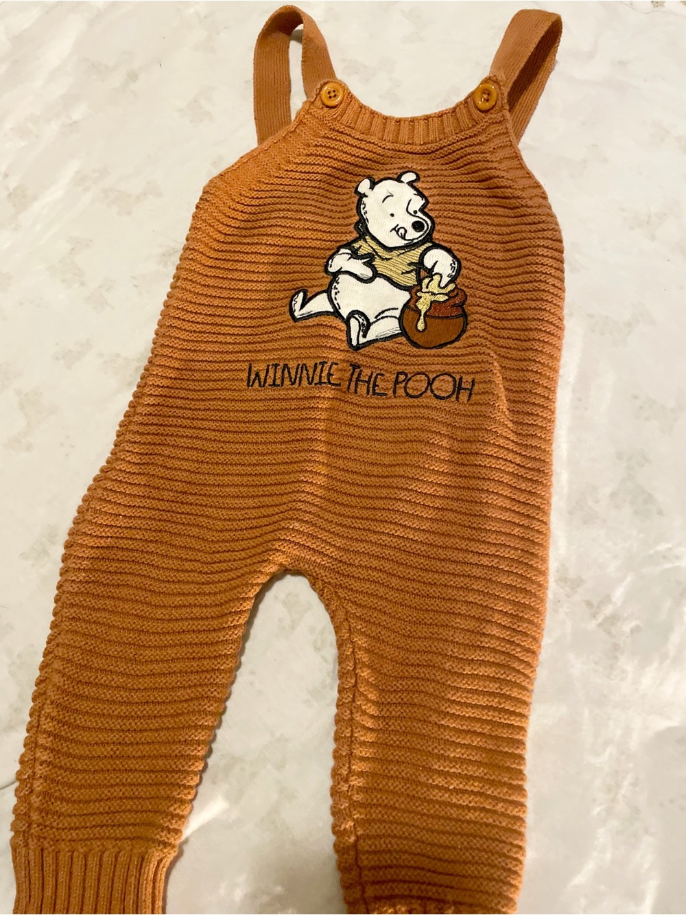 3/$30 Winnie the Pooh Orange Knit Kids One-Piece Romper
